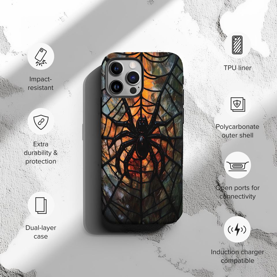 Gothic Spider Web Stained Glass Phone Case