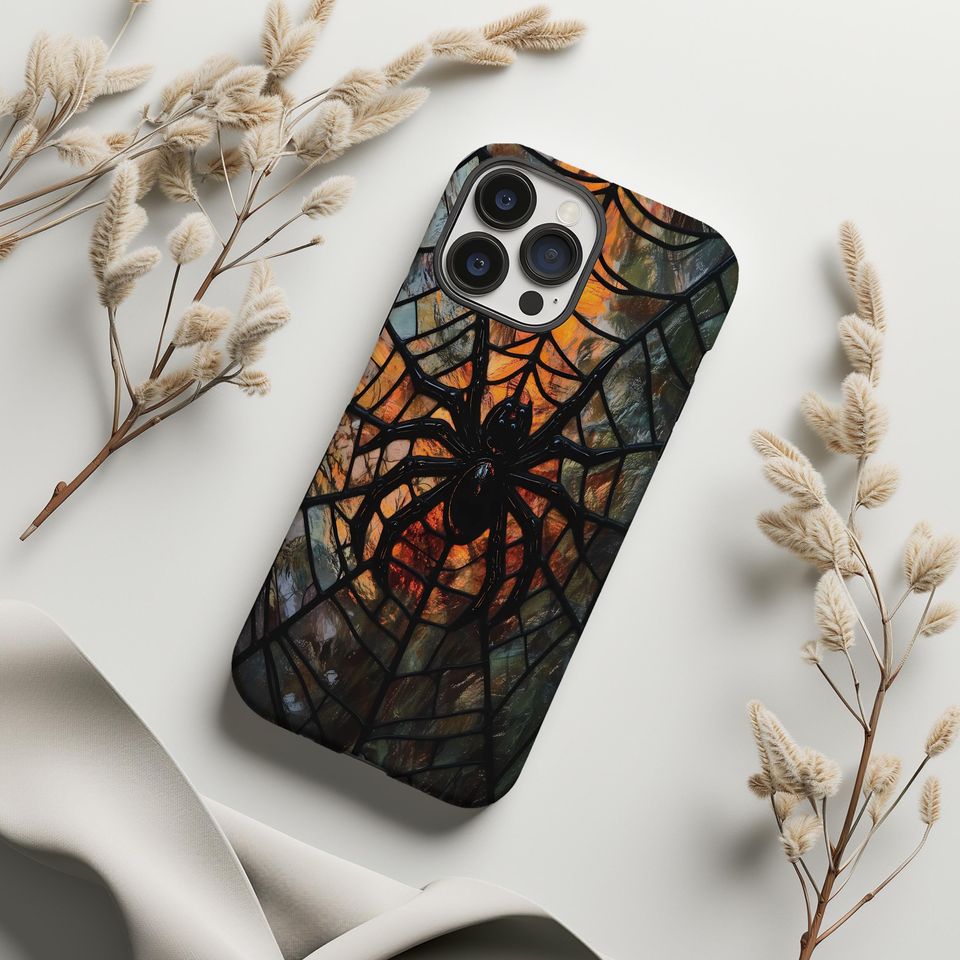 Gothic Spider Web Stained Glass Phone Case