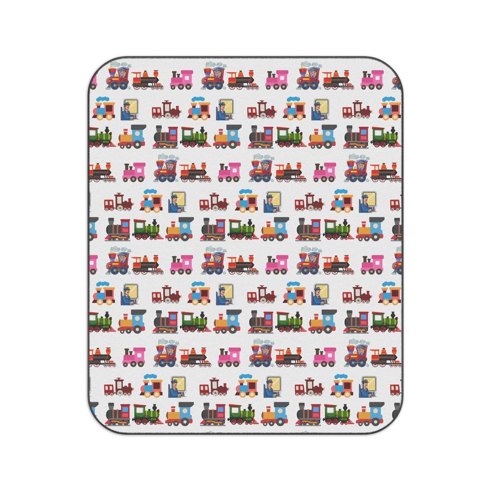 Colorful Toy Train Pattern Picnic Mat