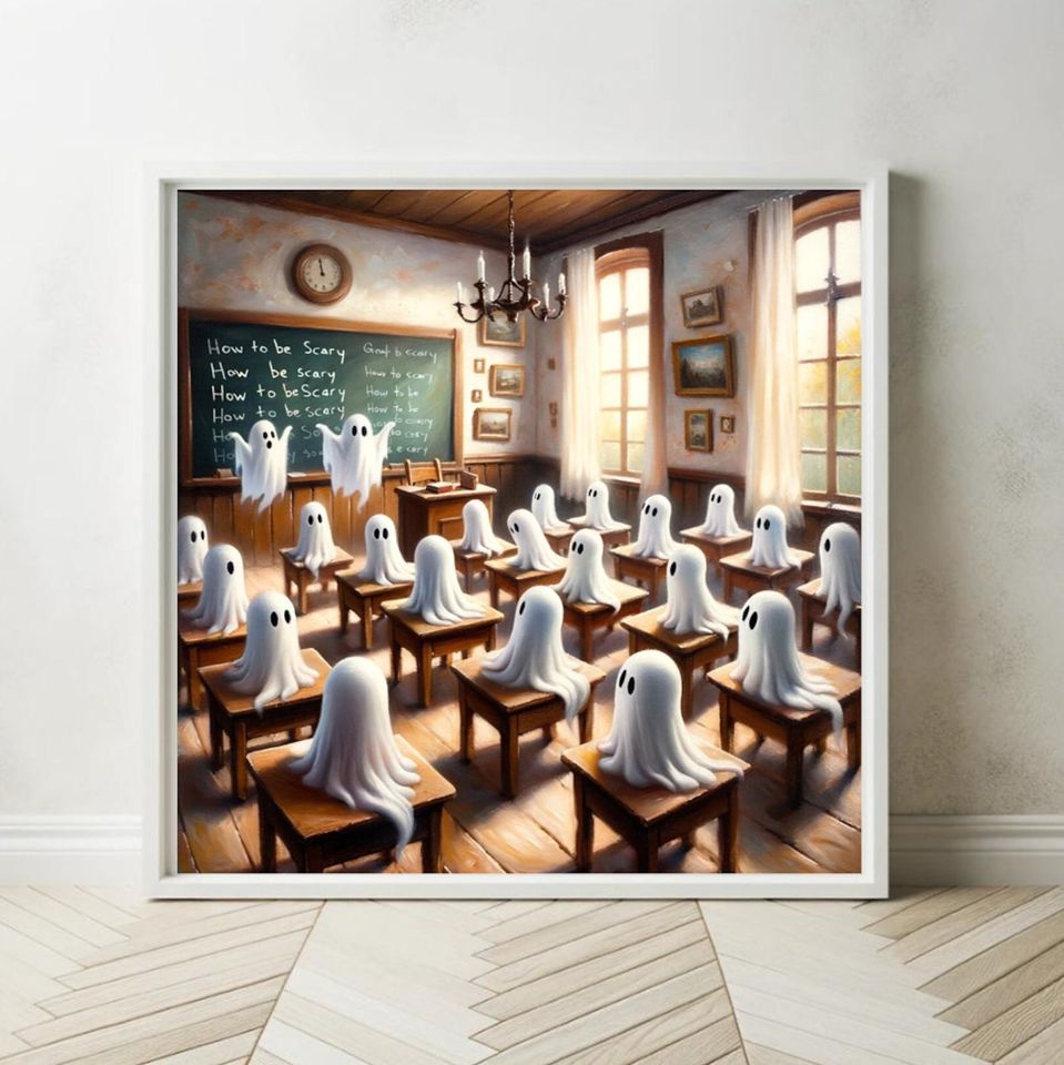 Scare School (Unique Halloween Oil Painting Poster/Print)