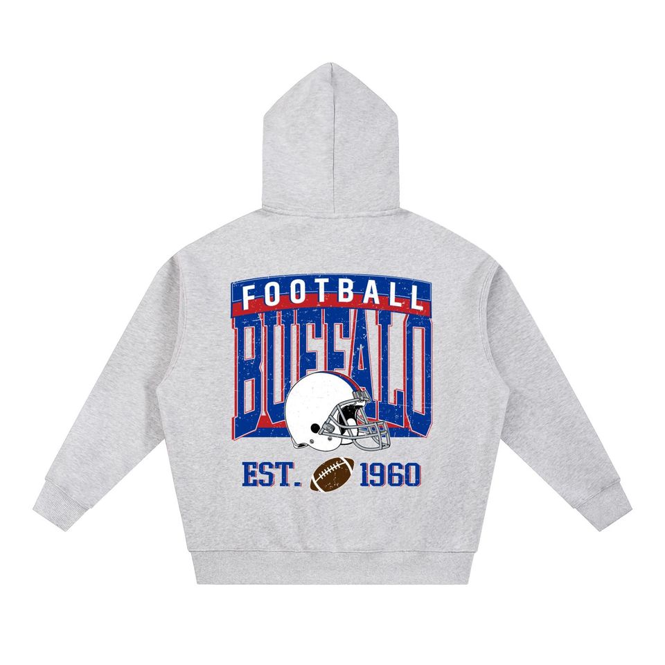 Buffalo Football Oversized Zip Up Jacket, Unisex Cozy Game Day Hoodie, Athletic Streetwear Jacket