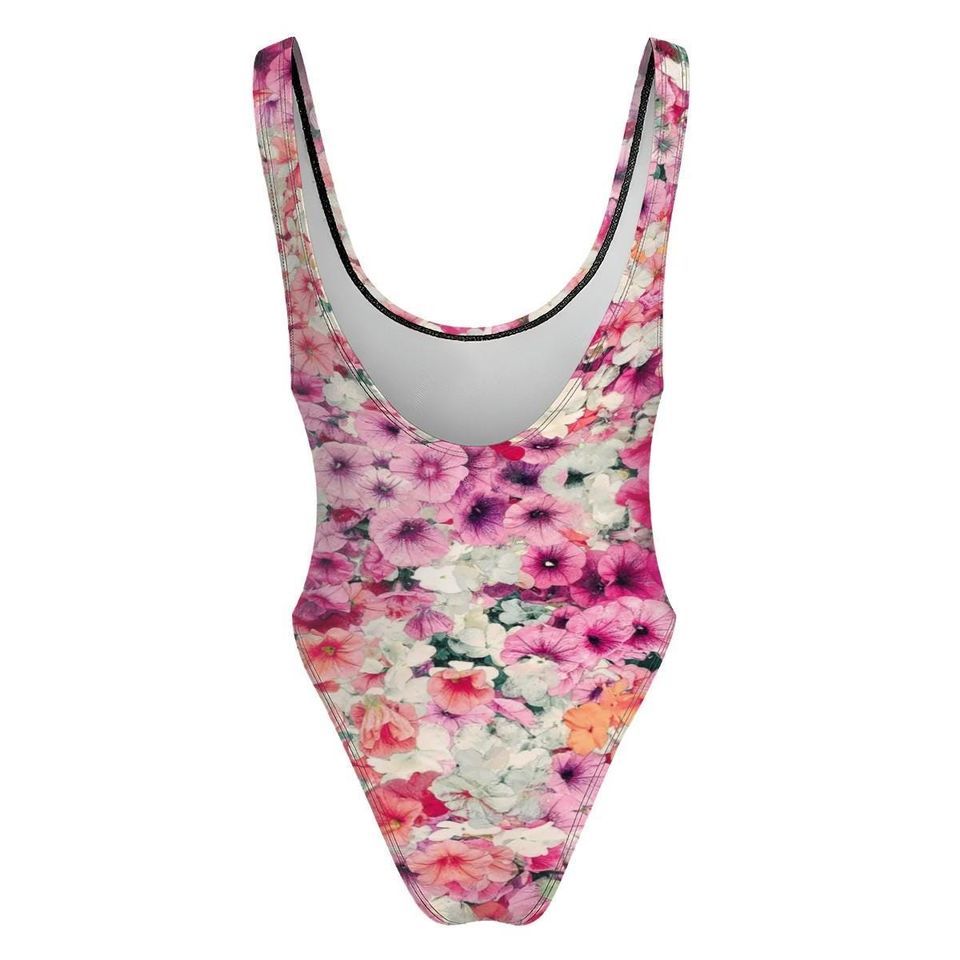 High-Cut One Piece Swimsuit Floral
