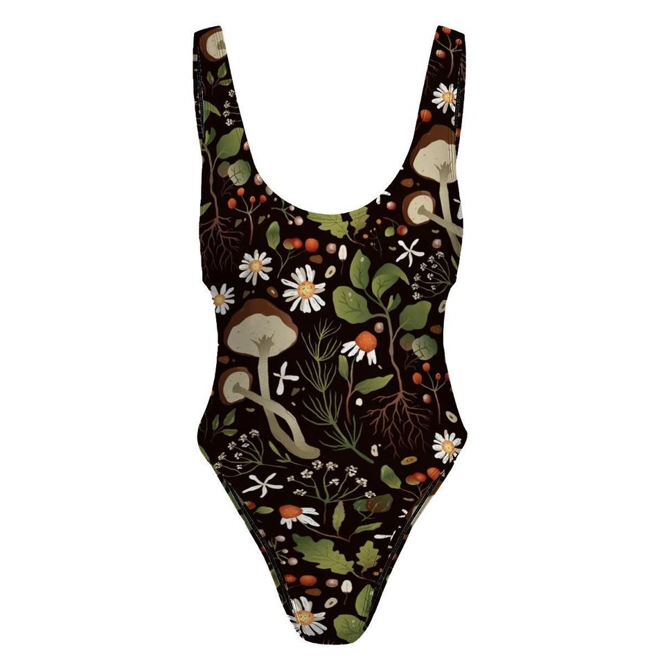 High-Cut One Piece Swimsuit Black