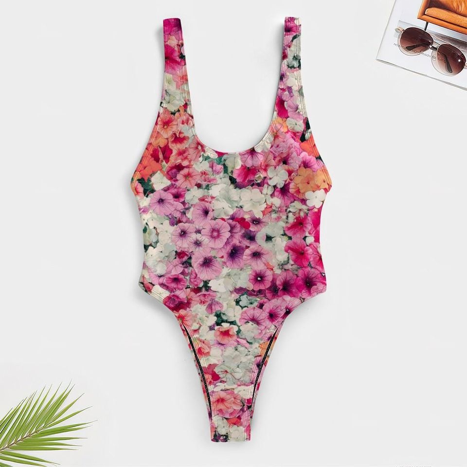 High-Cut One Piece Swimsuit Floral