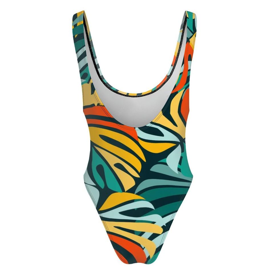 High-Cut One Piece Swimsuit Tropical