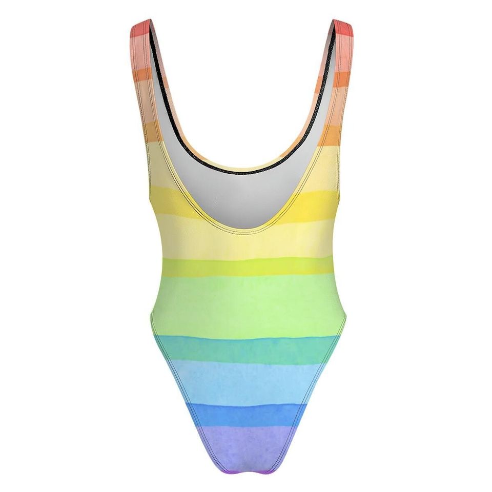 High-Cut One Piece Swimsuit Rainbow