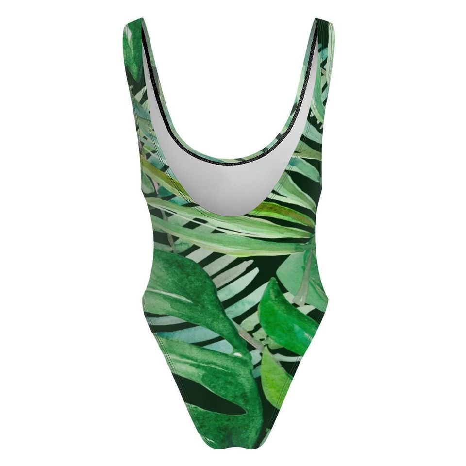 High-Cut One Piece Swimsuit Tropical