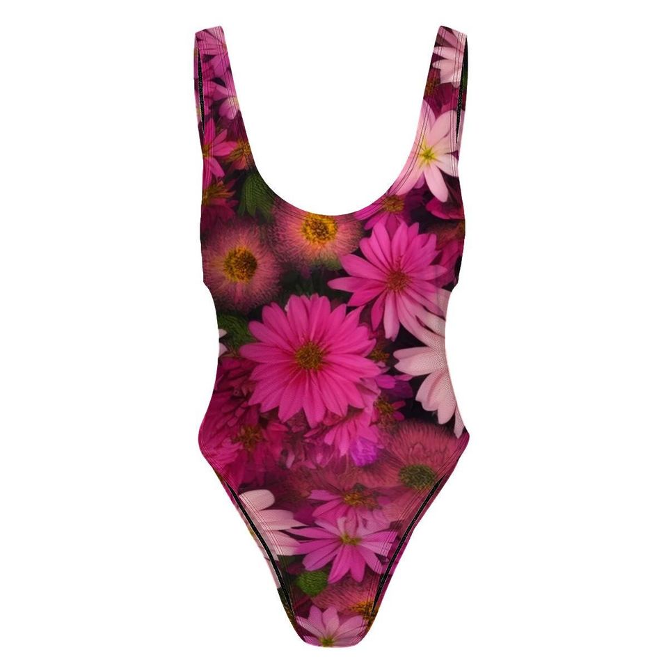 High-Cut One Piece Swimsuit Floral