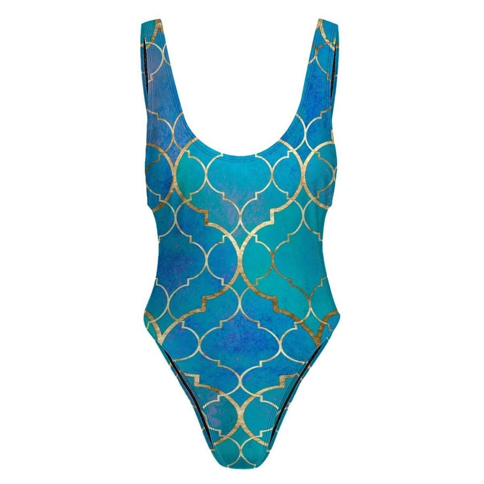 High-Cut One Piece Swimsuit Mermaid