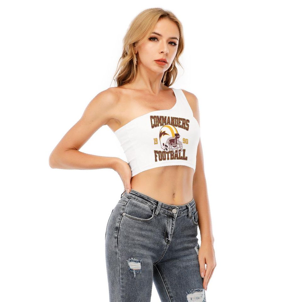 Commanders One Shoulder Cropped Top, Commanders Strapless Shirt, Cute Game Day Outfit