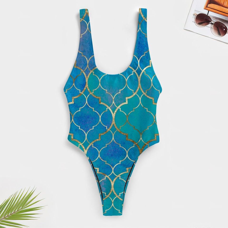 High-Cut One Piece Swimsuit Mermaid