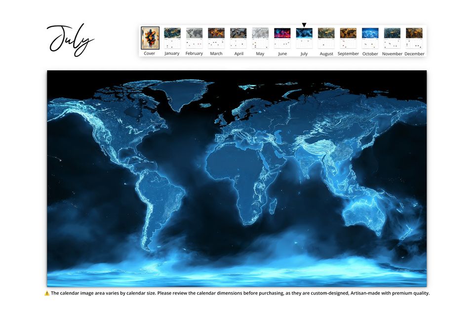 2025 Artistic World Map Wall Calendar