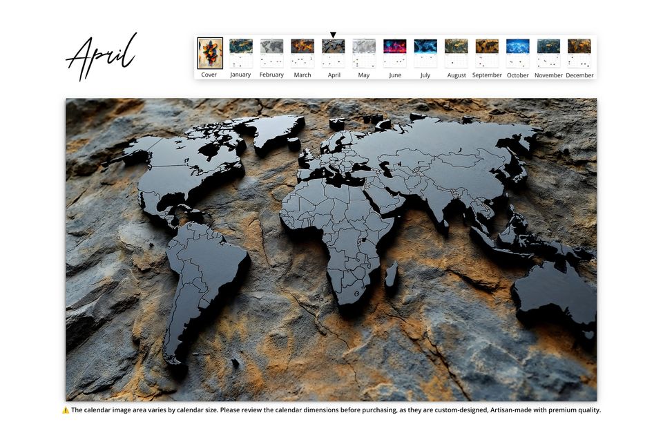 2025 Artistic World Map Wall Calendar