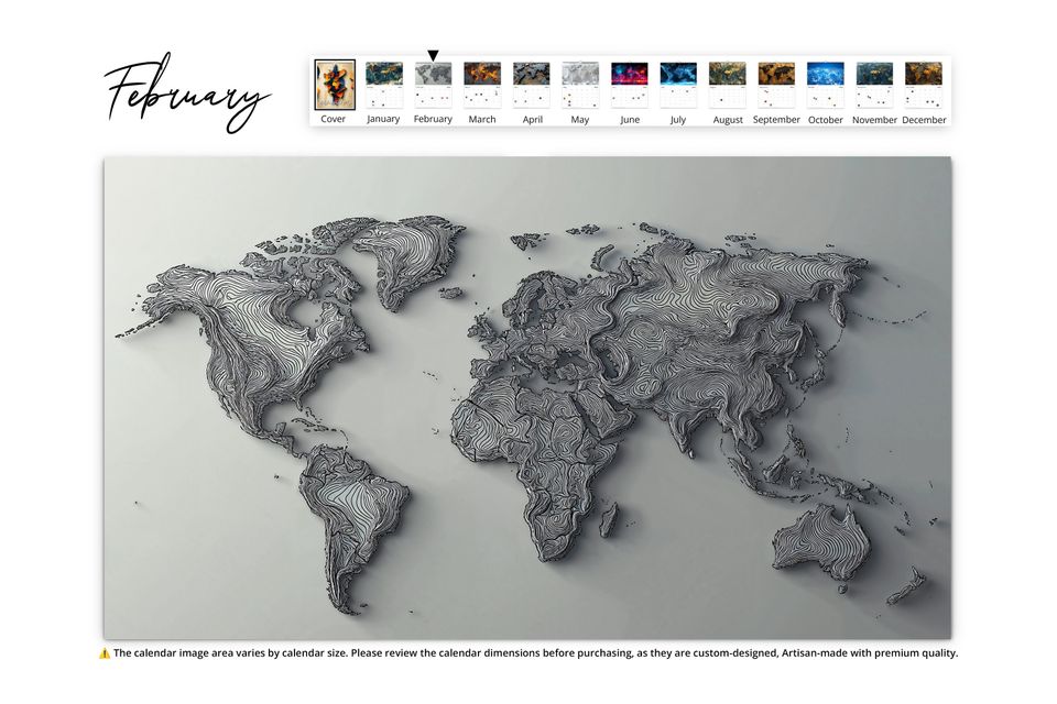 2025 Artistic World Map Wall Calendar