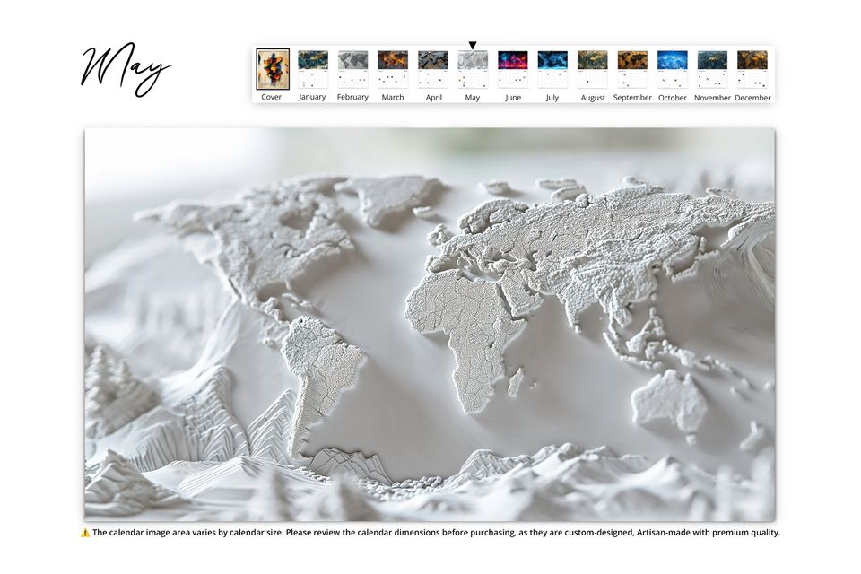 2025 Artistic World Map Wall Calendar