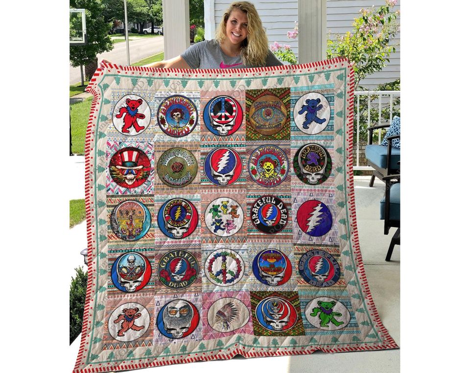 Grateful Dead Band Quilt Blanket, Lover Gift, Christmas Bedding