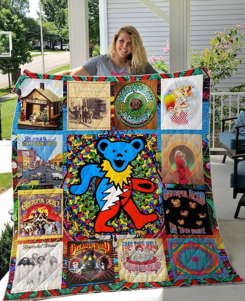Grateful Dead Band Vintage Quilt Blanket, Christmas Bedding, Lover Gift