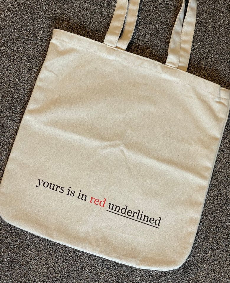 Yours is in red underlined - Taylorr Swifts Tote