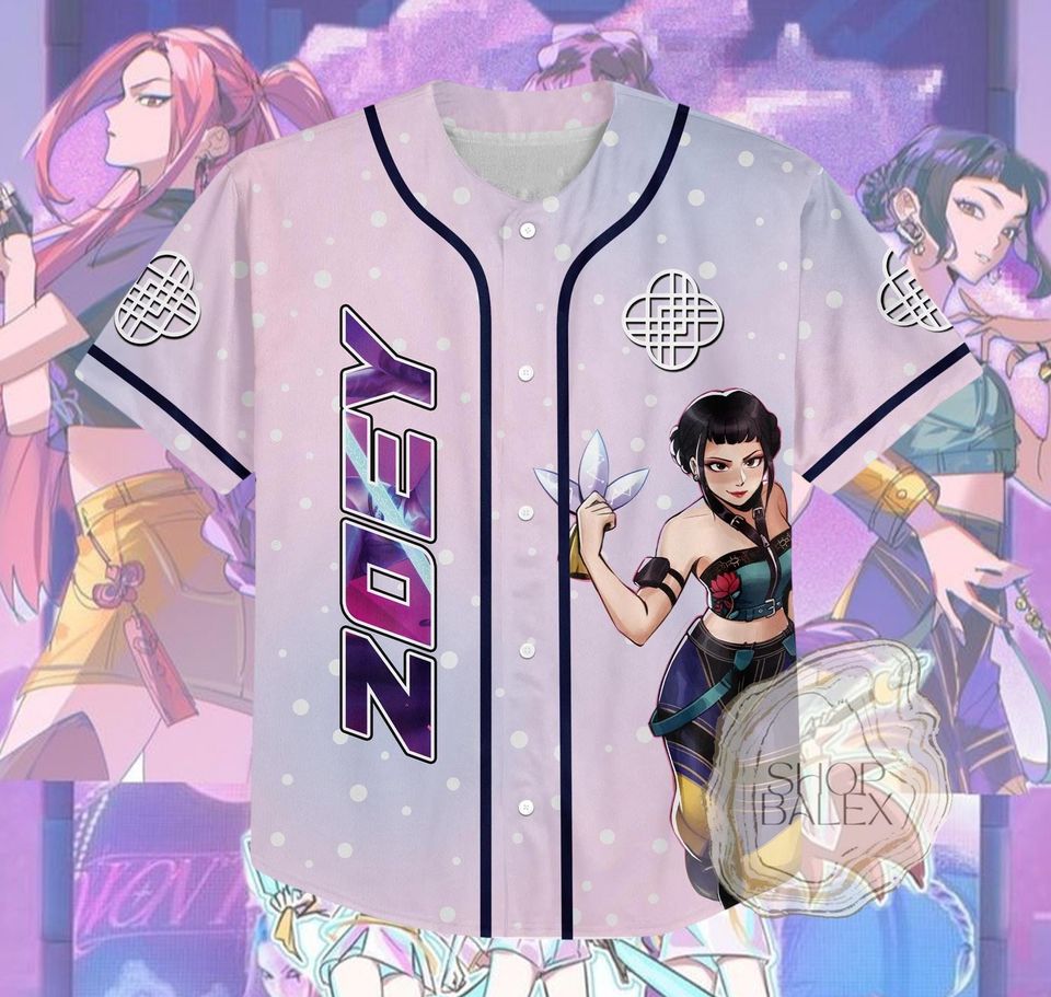 Huntrix Zoey Jersey Shirt  Custom Name K-pop Demon Hunters Baseball Jersey