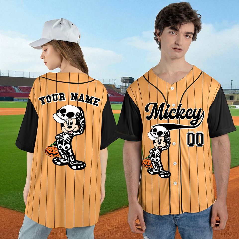 Custom Minnie Mouse Halloween Baseball Jersey  Personalized Disney Jersey Shirt