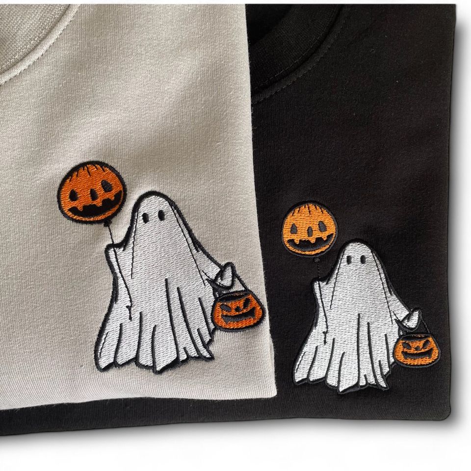 Embroidered Ghost Sweatshirt, halloween jumper, halloween sweatshirt