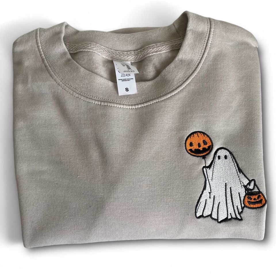 Embroidered Ghost Sweatshirt, halloween jumper, halloween sweatshirt
