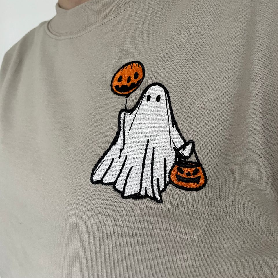 Embroidered Ghost Sweatshirt, halloween jumper, halloween sweatshirt