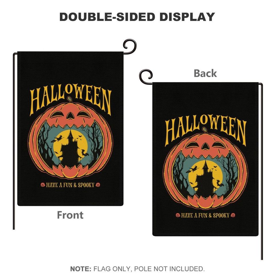 Spooky Haunted House & Pumpkin Halloween Garden Flag, Spooky Porch Flag