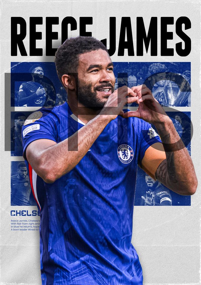 Reece James Poster, Chelsesa Poster Gift, Printable A3 Sport Wall Art, Gift For Boy,