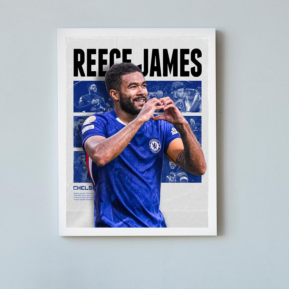 Reece James Poster, Chelsesa Poster Gift, Printable A3 Sport Wall Art, Gift For Boy,