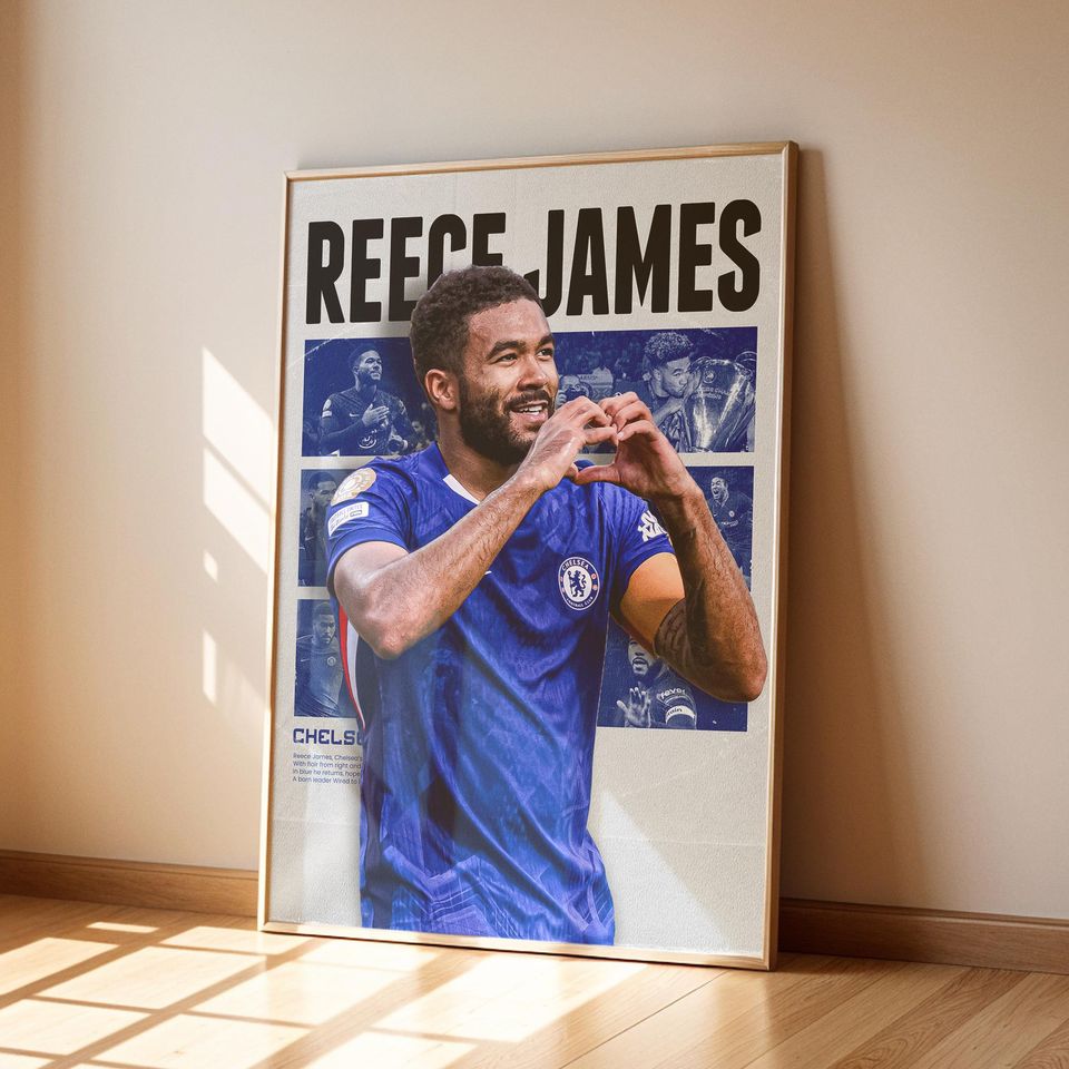 Reece James Poster, Chelsesa Poster Gift, Printable A3 Sport Wall Art, Gift For Boy,