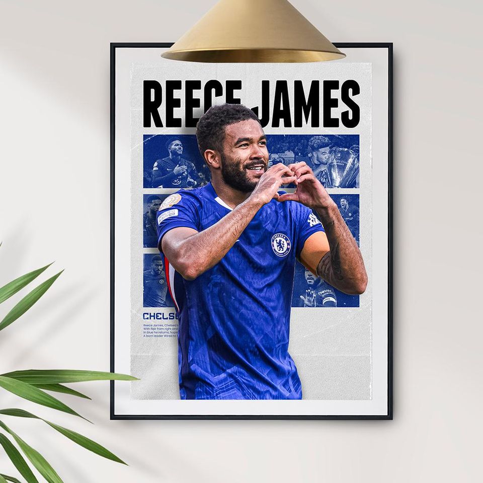 Reece James Poster, Chelsesa Poster Gift, Printable A3 Sport Wall Art, Gift For Boy,