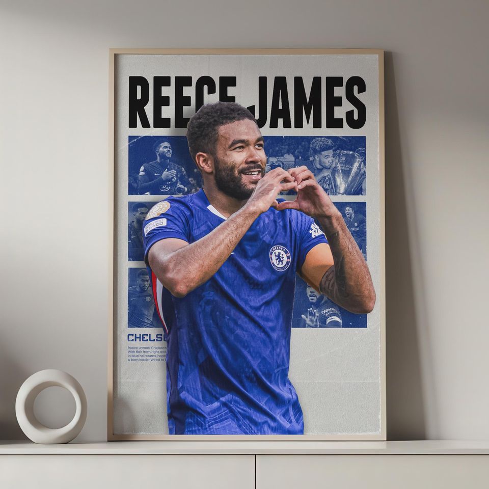 Reece James Poster, Chelsesa Poster Gift, Printable A3 Sport Wall Art, Gift For Boy,