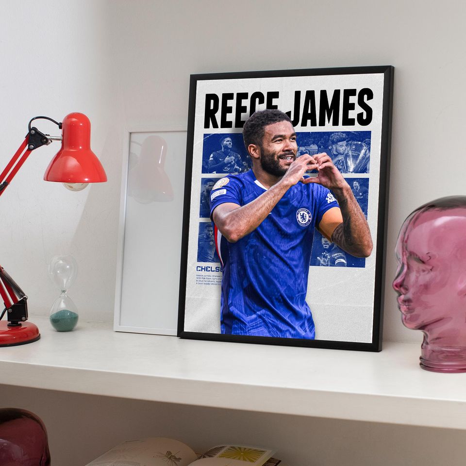 Reece James Poster, Chelsesa Poster Gift, Printable A3 Sport Wall Art, Gift For Boy,