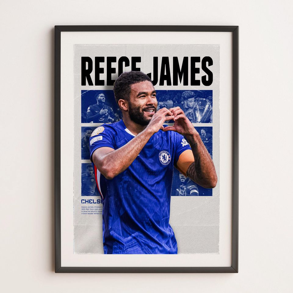 Reece James Poster, Chelsesa Poster Gift, Printable A3 Sport Wall Art, Gift For Boy,