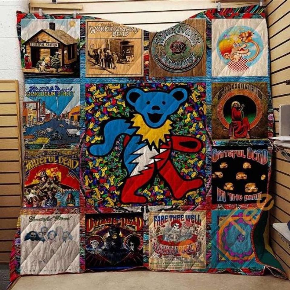Personalized Grateful Dead Quilt Blanket, Grateful Dead Sherpa Blanket