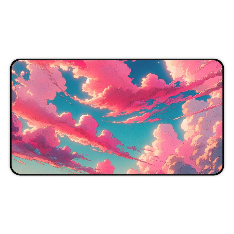 Pink Skies Cloud Desk Mat, Gaming Mouse Pad, Home Office Desk Accessory