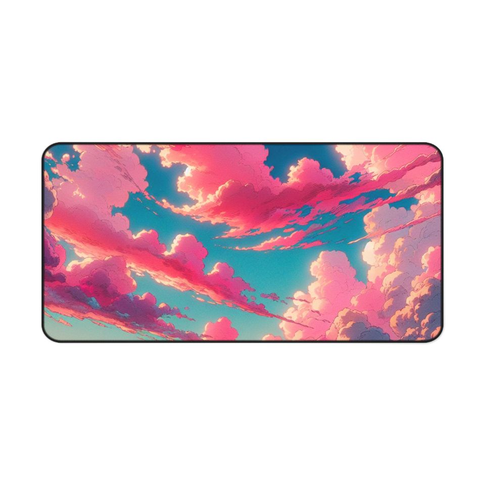 Pink Skies Cloud Desk Mat, Gaming Mouse Pad, Home Office Desk Accessory