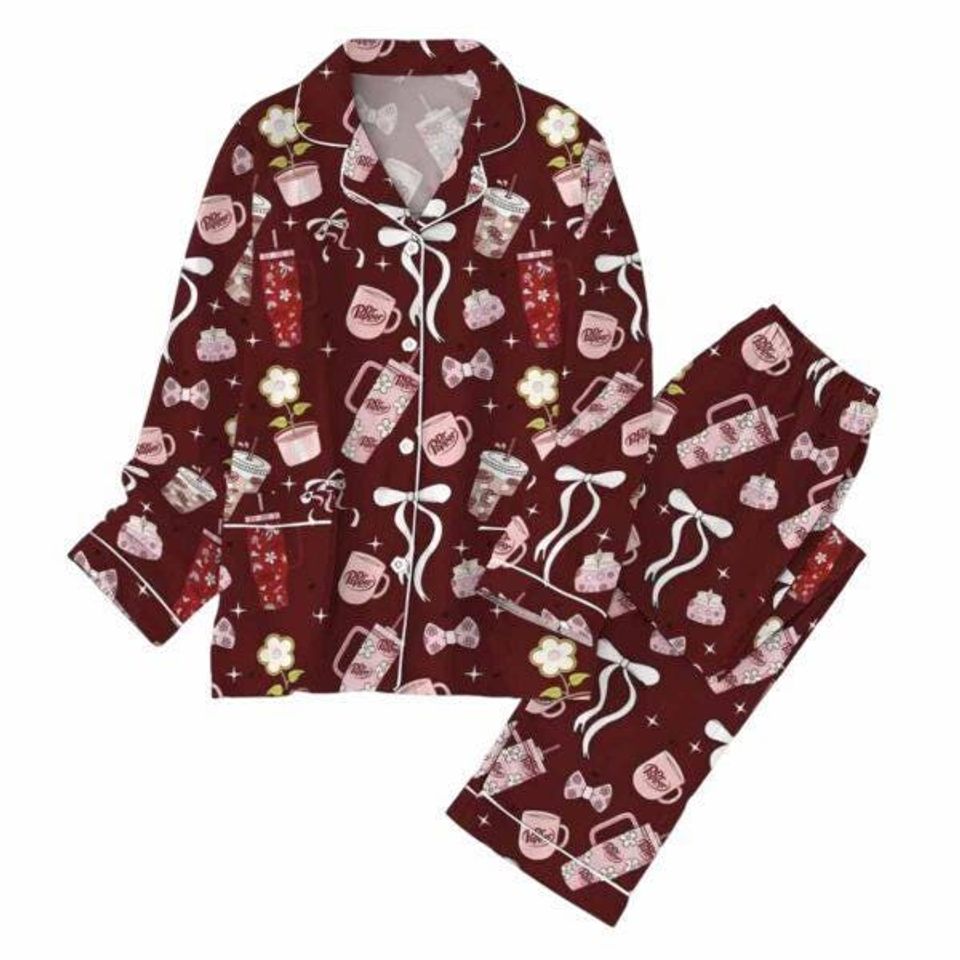 Coquette Bow Dr Pepper Christmas Pajama Set