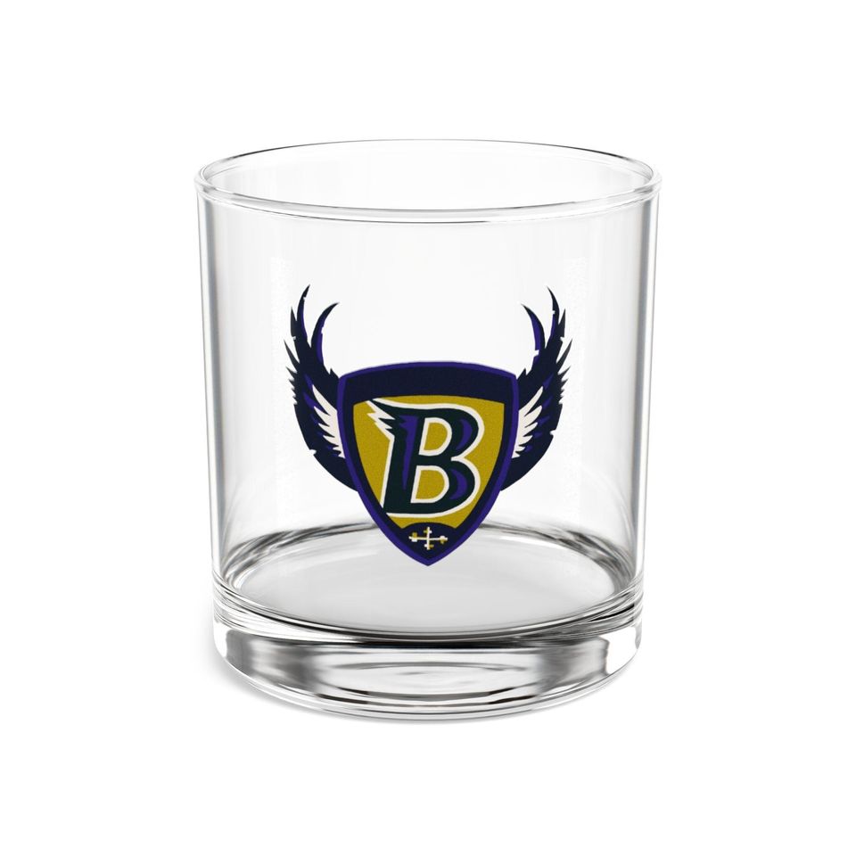 Baltimore Ravens Rocks Glass - Retro Design Rocks Glass, 10oz