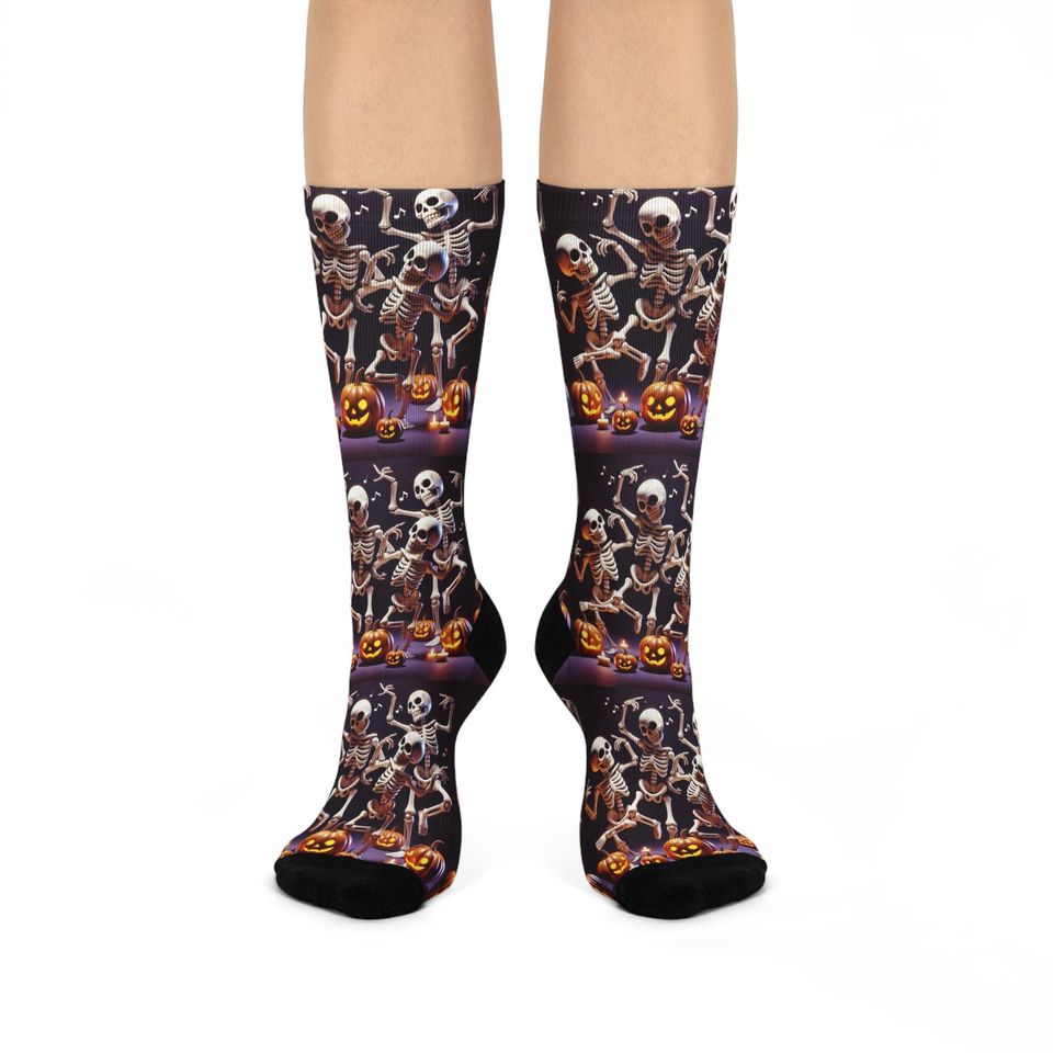 Spooky Fun Dancing Skeletons Halloween Socks
