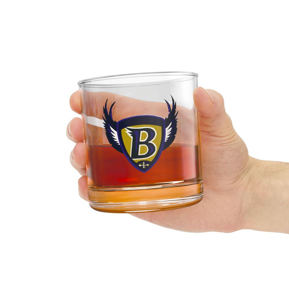 Baltimore Ravens Rocks Glass - Retro Design Rocks Glass, 10oz