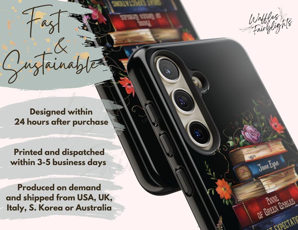 Personalized Bookshelf Phone Case: Dark Academia Book Lover Gift