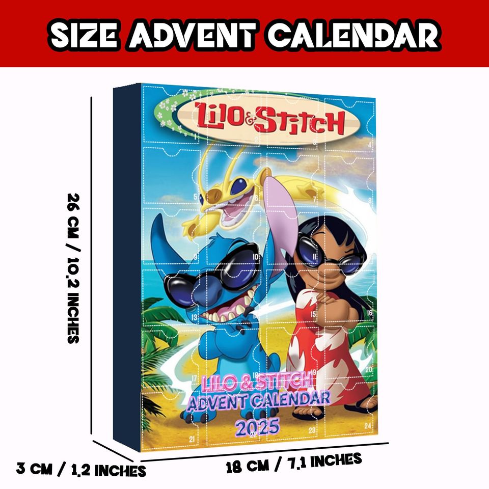 Lilo & Stitch Christmas Advent Calendar 2025, 24 Ornaments