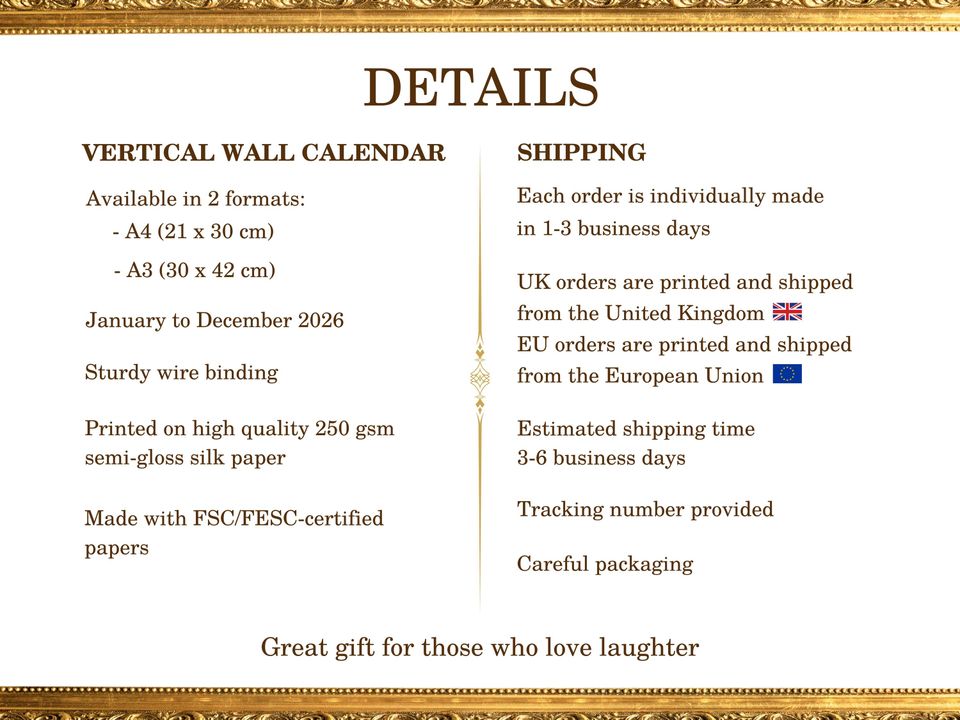 Funny Renaissance Dogs 2026 Wall Calendar