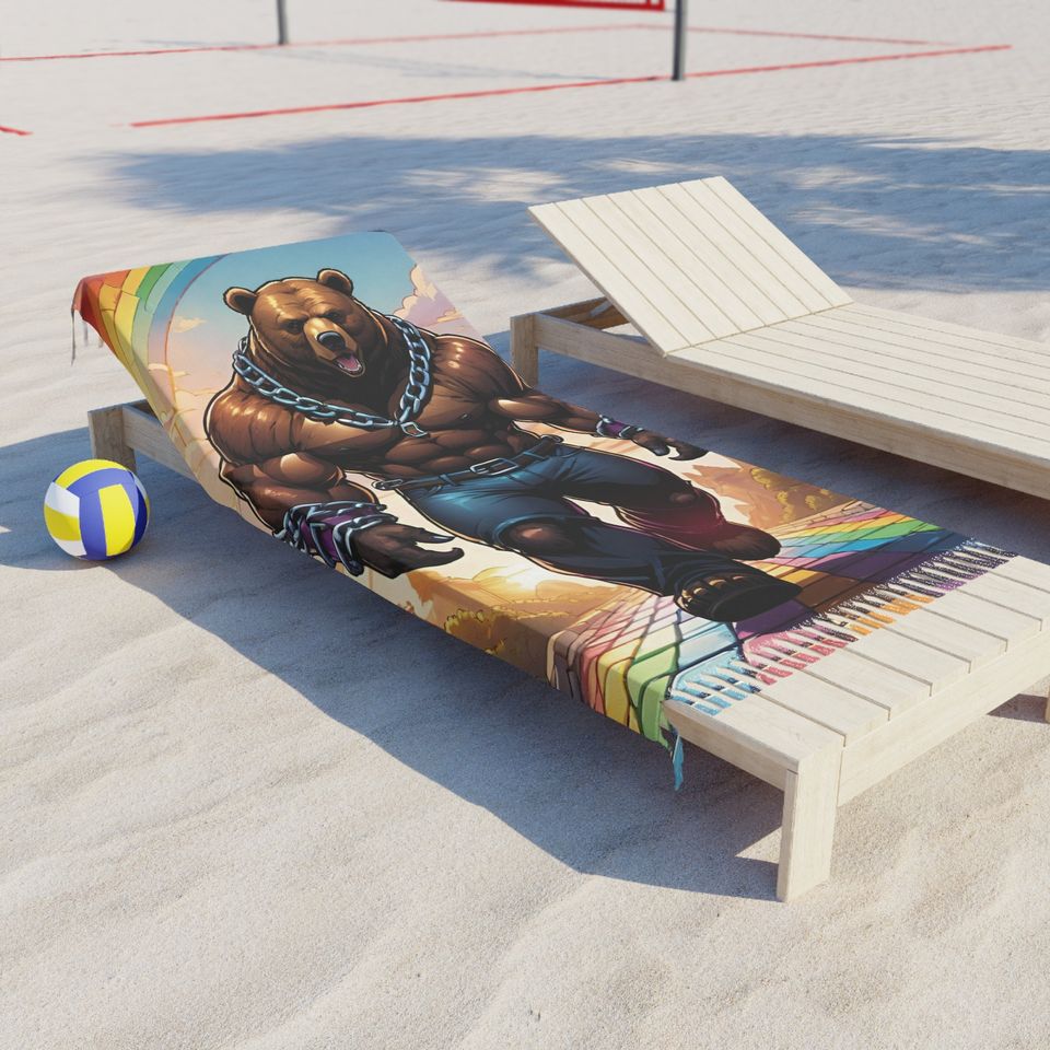 Rainbow Beach Bear Boho Beach Cloth, 1 size: 38"  81"