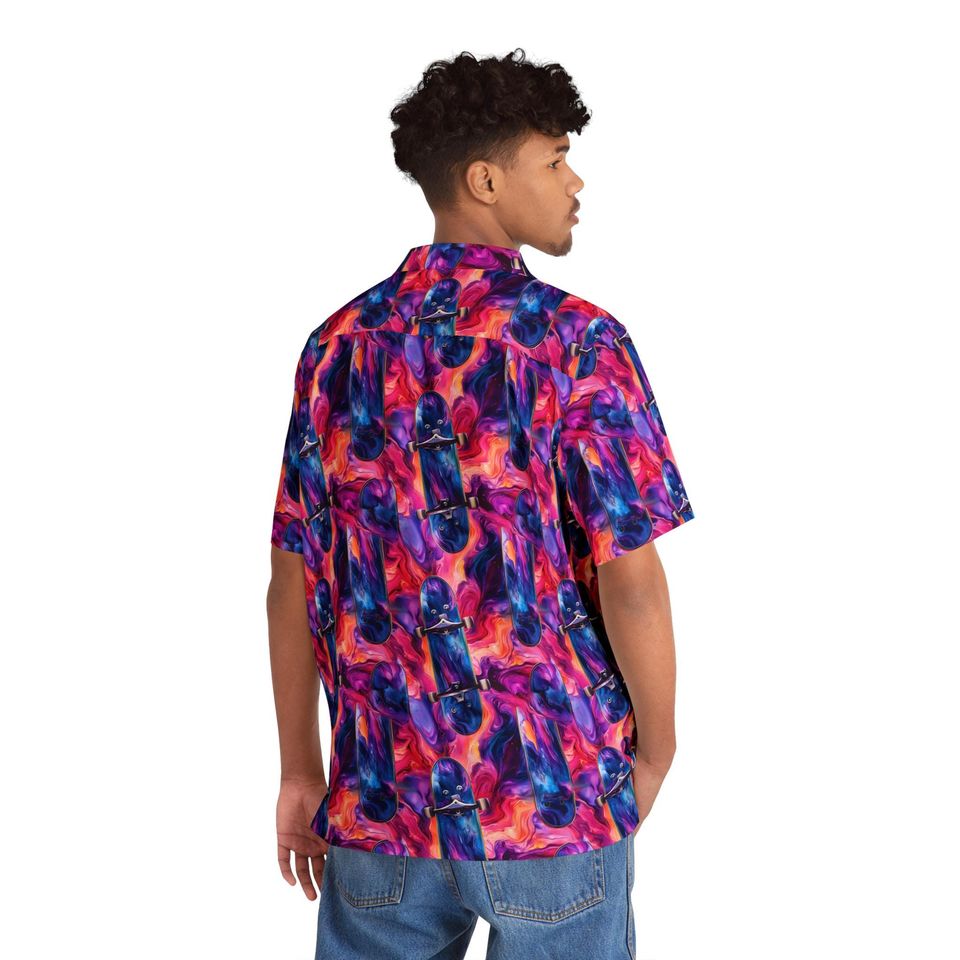 Skateboarding Hawaiian Shirt – Tropical Aloha Top for Men’s Casual Summer Wear