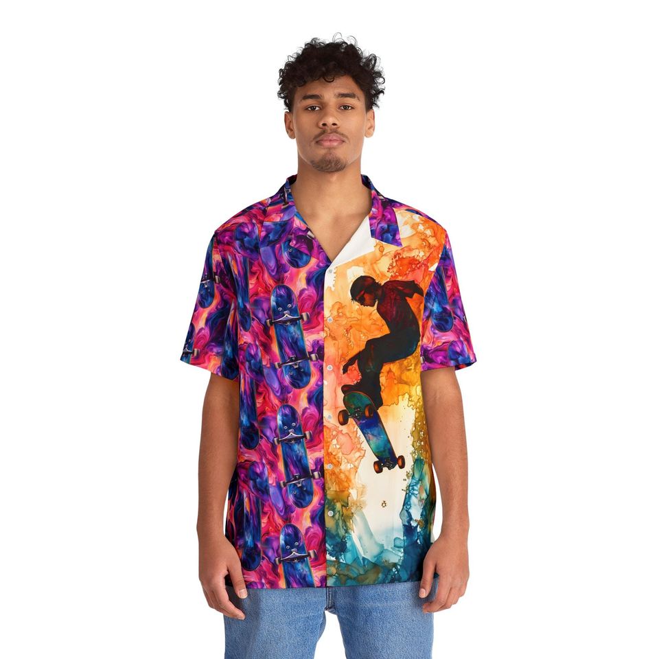Skateboarding Hawaiian Shirt – Tropical Aloha Top for Men’s Casual Summer Wear