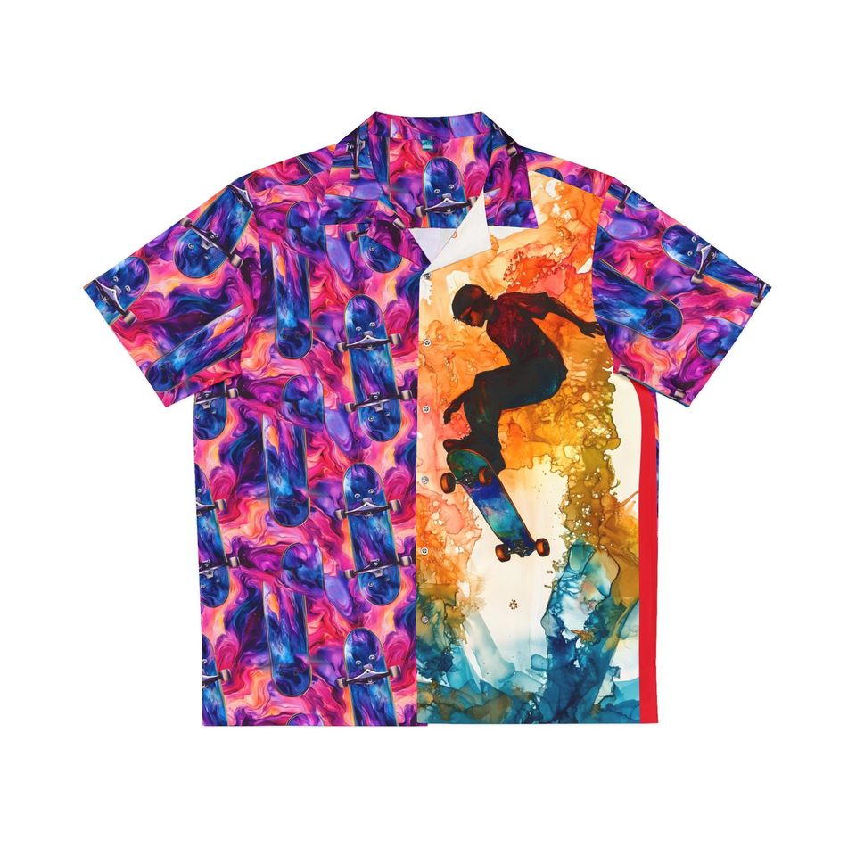 Skateboarding Hawaiian Shirt – Tropical Aloha Top for Men’s Casual Summer Wear