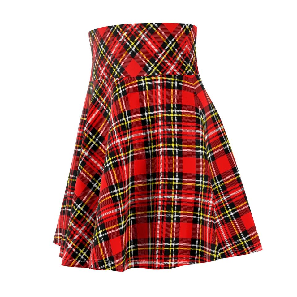 plaid patterns Women's Skater Skirt (AOP)